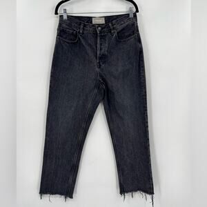 Everlane The 90’s Cheeky Jean Cropped Ankle Raw Hem Frayed Edge Black Gray 27